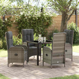 vidaXL Tuin Eettafel Set met kussen 3 pcs Grijs poly rattan