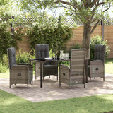 vidaXL Tuin Eettafel Set met kussen 3 pcs Grijs poly rattan