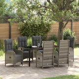 vidaXL Tuin Eettafel Set met kussen 3 pcs Grijs poly rattan