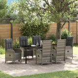 vidaXL Tuin Eettafel Set met kussen 3 pcs Grijs poly rattan