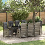 vidaXL Tuin Eettafel Set met kussen 3 pcs Grijs poly rattan