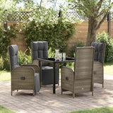 vidaXL Tuin Eettafel Set met kussen 3 pcs Grijs poly rattan
