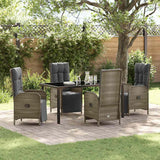 vidaXL Tuin Eettafel Set met kussen 3 pcs Grijs poly rattan