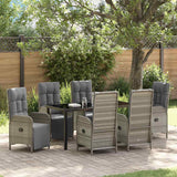 vidaXL Tuin Eettafel Set met kussen 3 pcs Grijs poly rattan