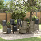 vidaXL Tuin Eettafel Set met kussen 3 pcs Grijs poly rattan