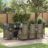 vidaXL Tuin Eettafel Set met kussen 3 pcs Grijs poly rattan
