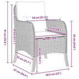 vidaXL Tuin Eettafel Set met kussen 3 pcs Zwart poly rattan
