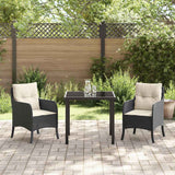 vidaXL Tuin Eettafel Set met kussen 3 pcs Zwart poly rattan