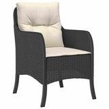 vidaXL Tuin Eettafel Set met kussen 3 pcs Zwart poly rattan