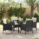 vidaXL Tuin Eettafel Set met kussen 3 pcs Zwart poly rattan