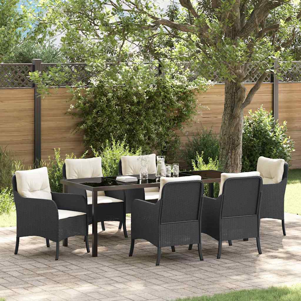 vidaXL Tuin Eettafel Set met kussen 3 pcs Zwart poly rattan