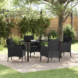 vidaXL Tuin Eettafel Set met kussen 3 pcs Zwart poly rattan