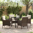 vidaXL Tuin Eettafel Set met kussen 3 pcs Zwart poly rattan