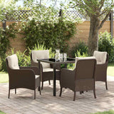 vidaXL Tuin Eettafel Set met kussen 3 pcs Zwart poly rattan