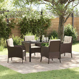 vidaXL Tuin Eettafel Set met kussen 3 pcs Zwart poly rattan
