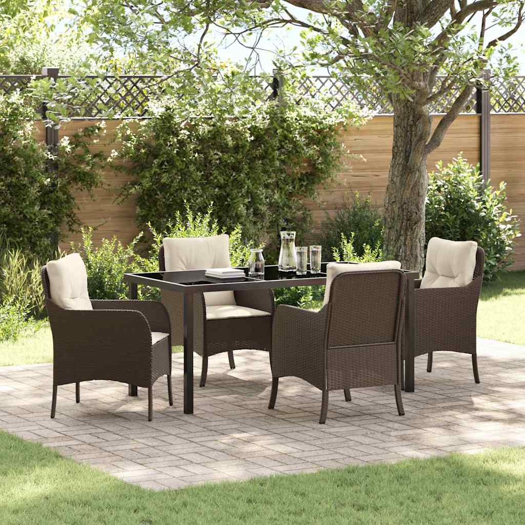 vidaXL Tuin Eettafel Set met kussen 3 pcs Zwart poly rattan
