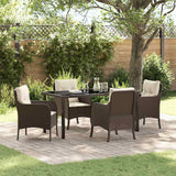 vidaXL Tuin Eettafel Set met kussen 3 pcs Zwart poly rattan
