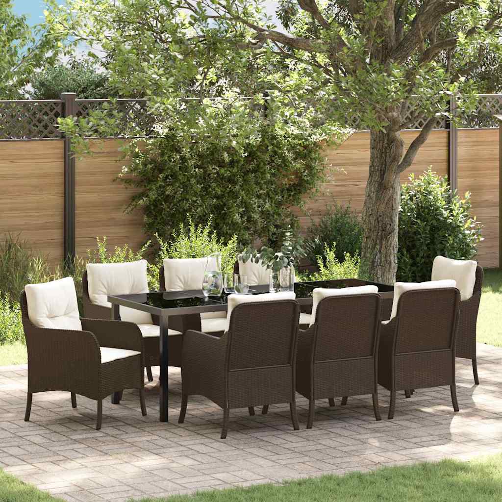 vidaXL Tuin Eettafel Set met kussen 3 pcs Zwart poly rattan
