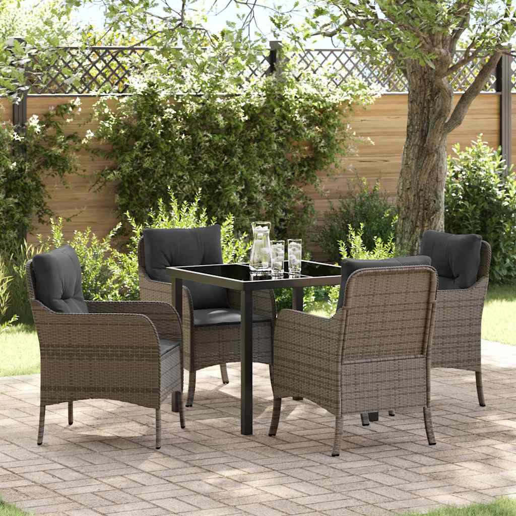 vidaXL Tuin Eettafel Set met kussen 3 pcs Zwart poly rattan