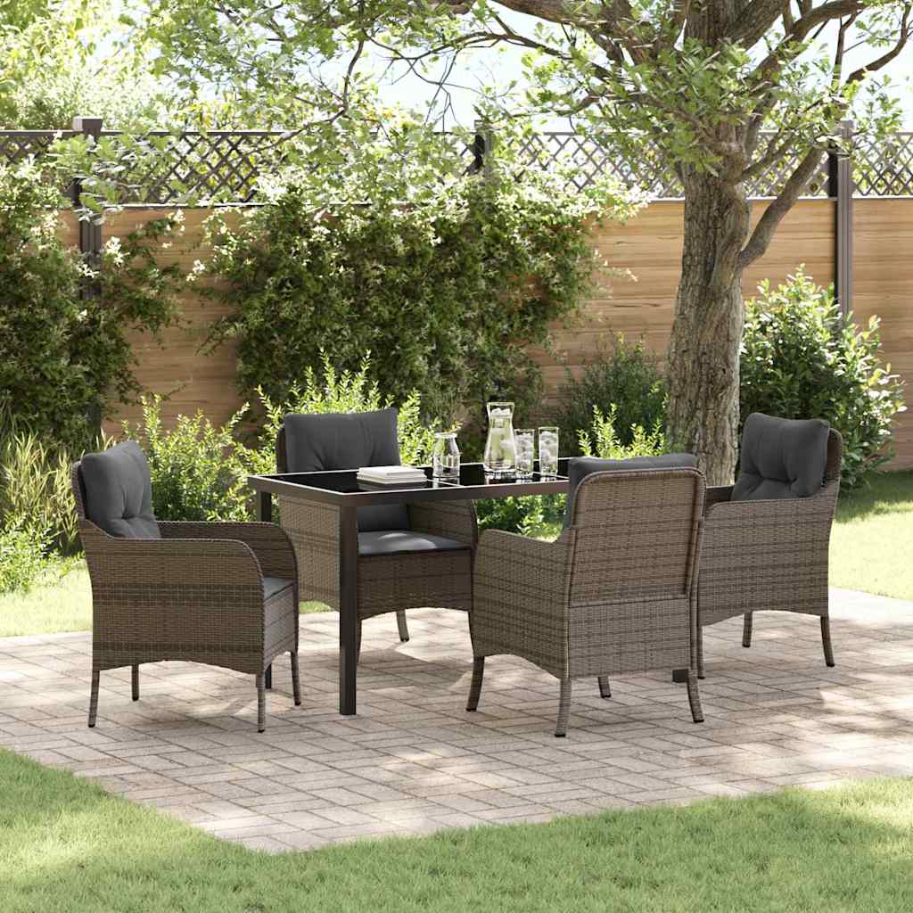 vidaXL Tuin Eettafel Set met kussen 3 pcs Zwart poly rattan