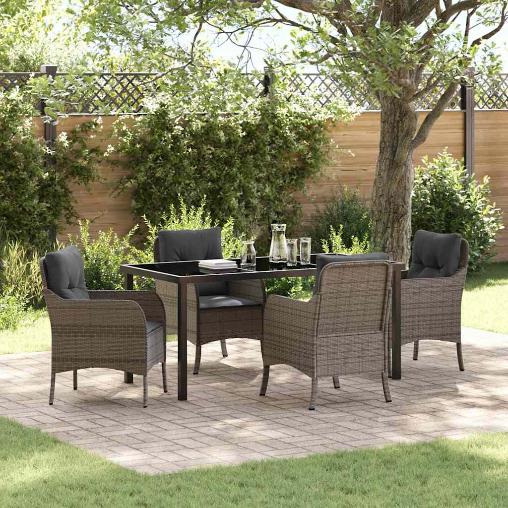 vidaXL Tuin Eettafel Set met kussen 3 pcs Zwart poly rattan