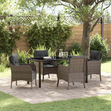 vidaXL Tuin Eettafel Set met kussen 3 pcs Zwart poly rattan