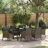 vidaXL Tuin Eettafel Set met kussen 3 pcs Zwart poly rattan