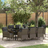 vidaXL Tuin Eettafel Set met kussen 3 pcs Zwart poly rattan