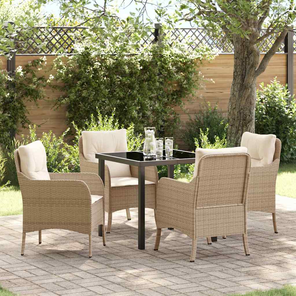 vidaXL Tuin Eettafel Set met kussen 3 pcs Zwart poly rattan