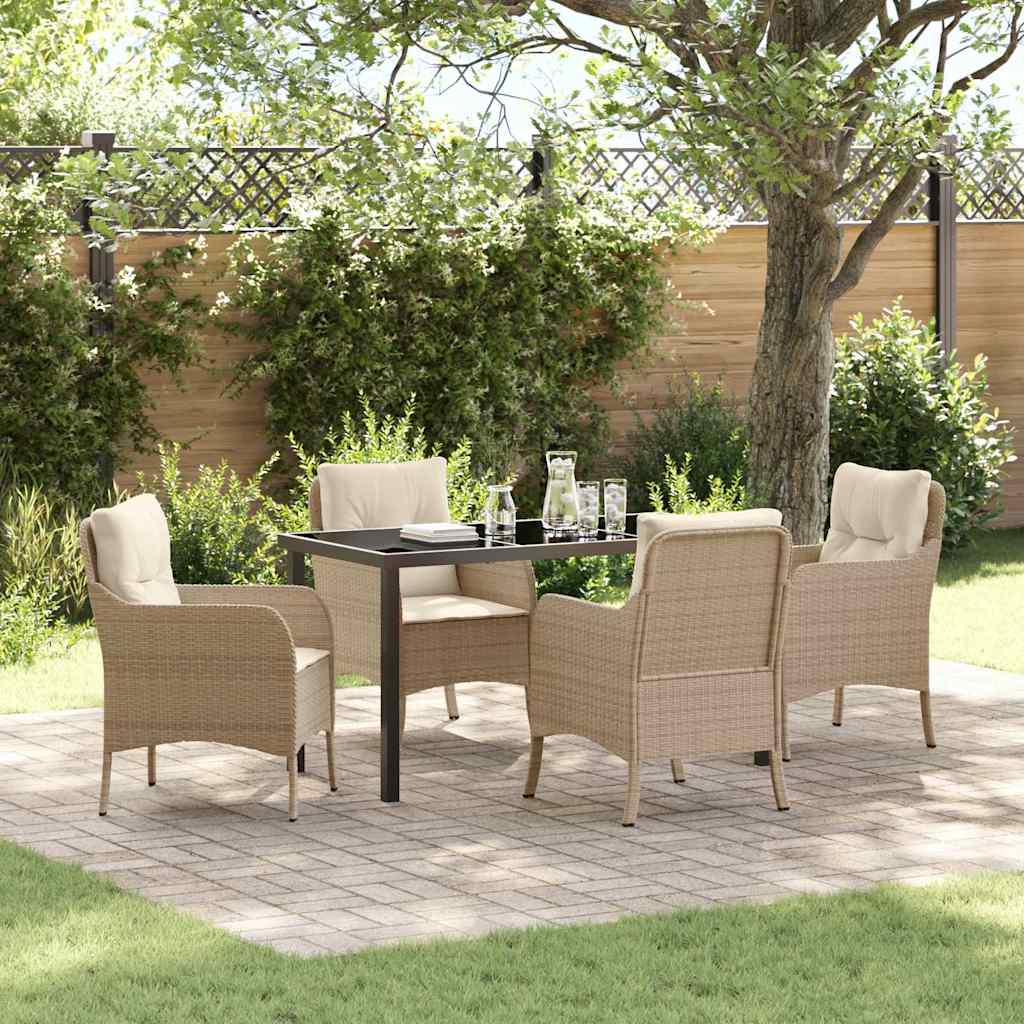 vidaXL Tuin Eettafel Set met kussen 3 pcs Zwart poly rattan