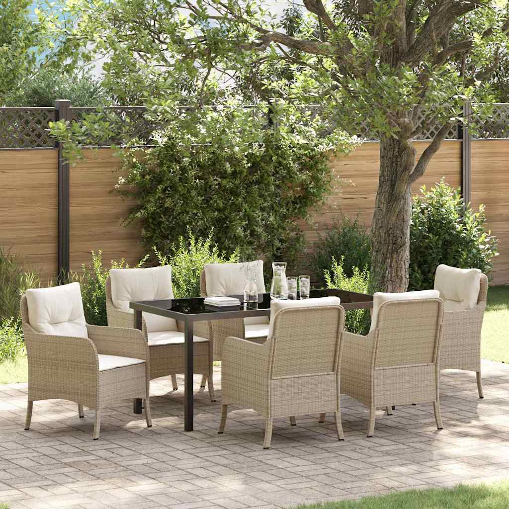vidaXL Tuin Eettafel Set met kussen 3 pcs Zwart poly rattan