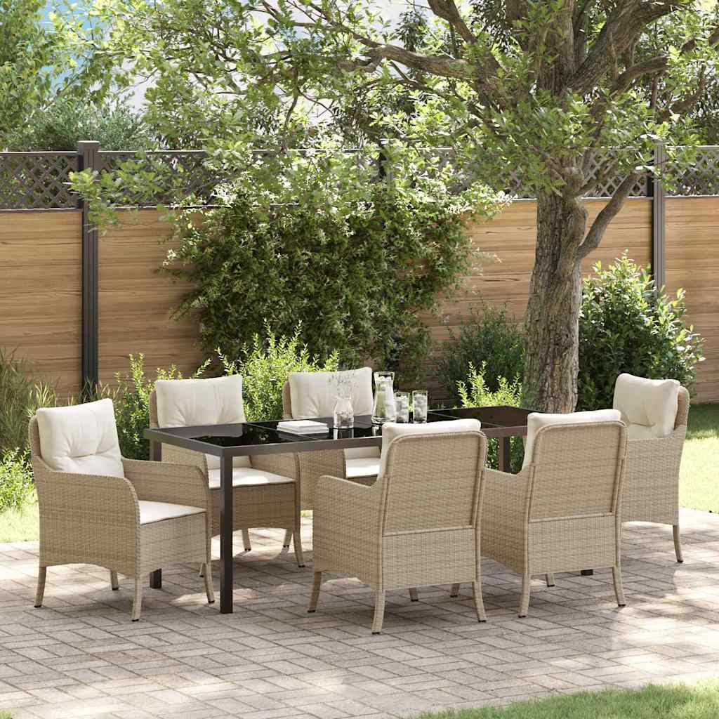 vidaXL Tuin Eettafel Set met kussen 3 pcs Zwart poly rattan