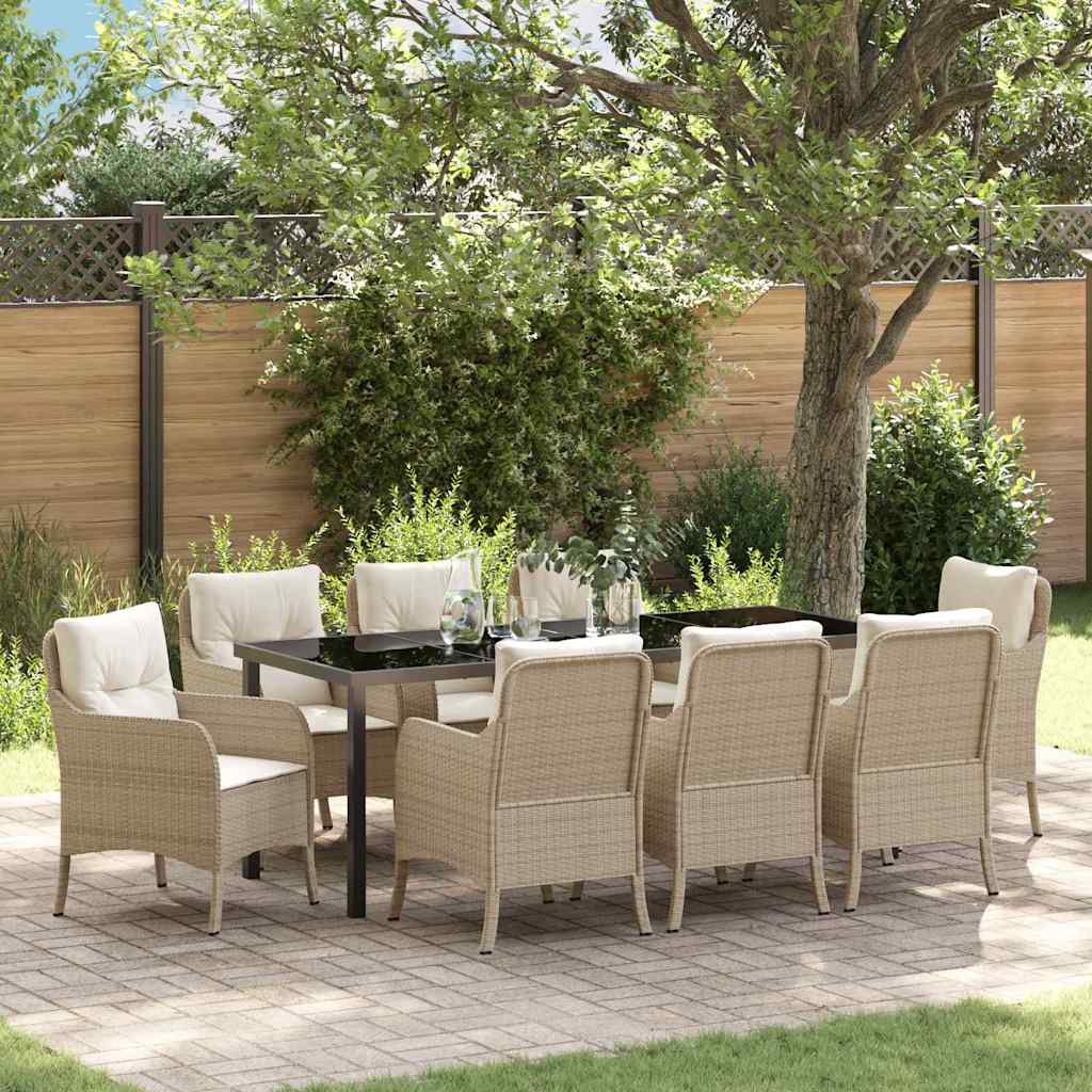 vidaXL Tuin Eettafel Set met kussen 3 pcs Zwart poly rattan