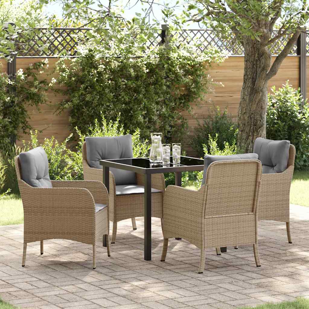 vidaXL Tuin Eettafel Set met kussen 3 pcs Zwart poly rattan