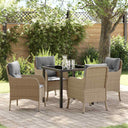 vidaXL Tuin Eettafel Set met kussen 3 pcs Zwart poly rattan