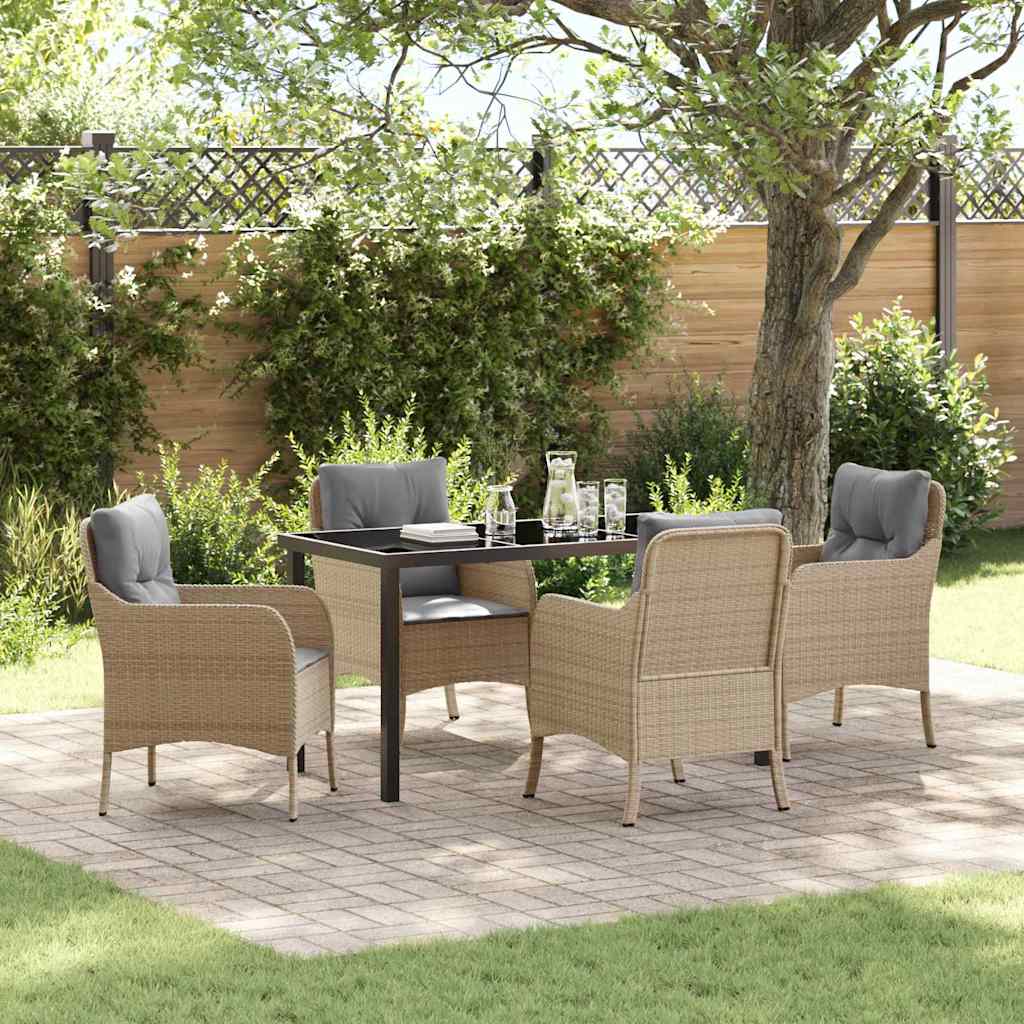 vidaXL Tuin Eettafel Set met kussen 3 pcs Zwart poly rattan