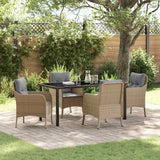 vidaXL Tuin Eettafel Set met kussen 3 pcs Zwart poly rattan