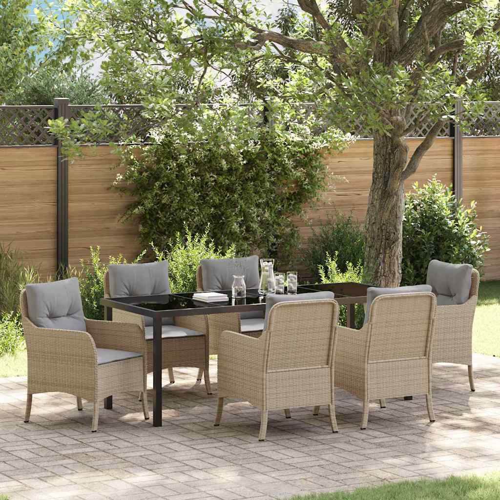 vidaXL Tuin Eettafel Set met kussen 3 pcs Zwart poly rattan