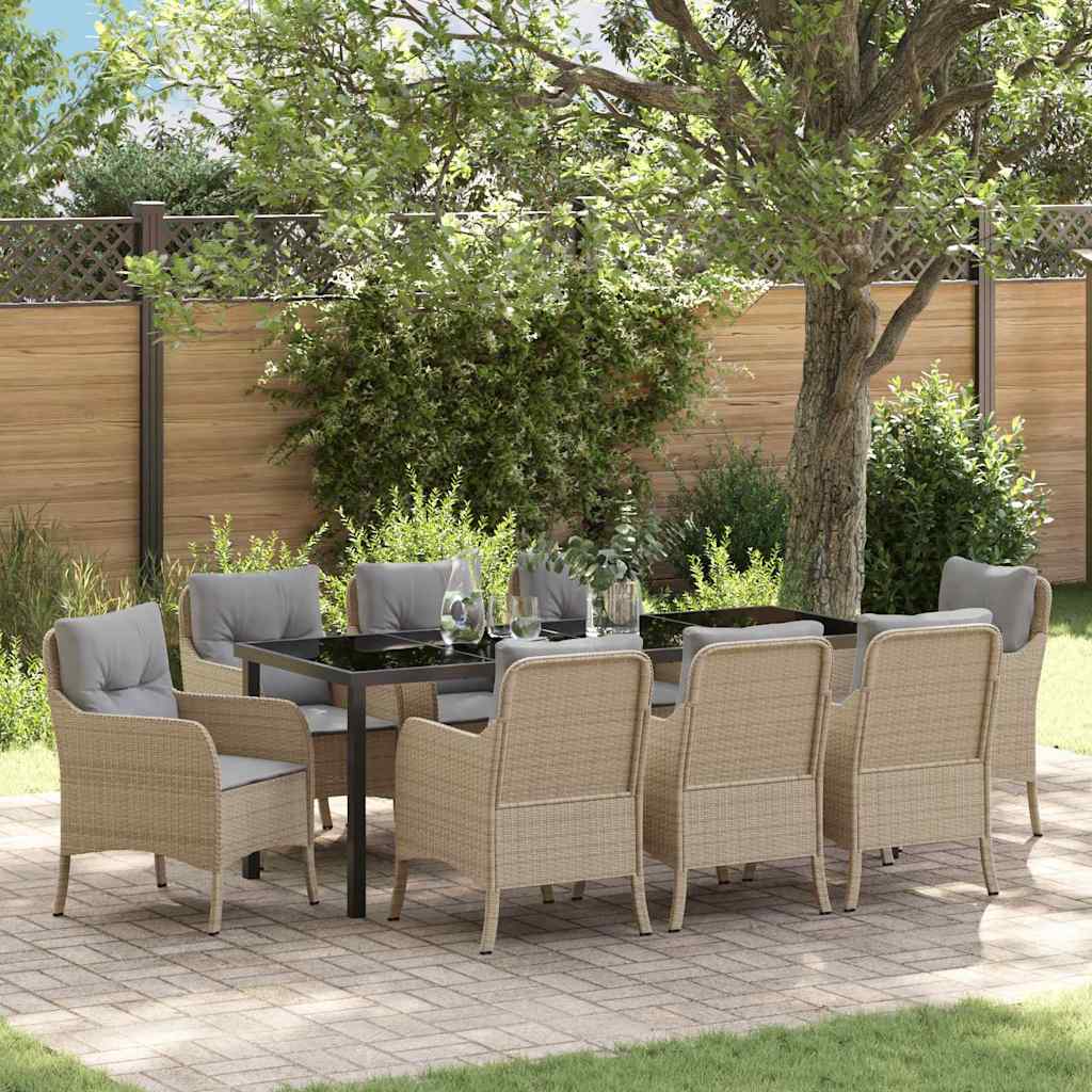 vidaXL Tuin Eettafel Set met kussen 3 pcs Zwart poly rattan