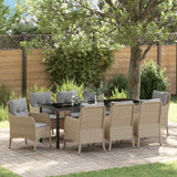 vidaXL Tuin Eettafel Set met kussen 3 pcs Zwart poly rattan