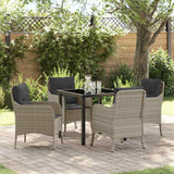 vidaXL Tuin Eettafel Set met kussen 3 pcs Zwart poly rattan