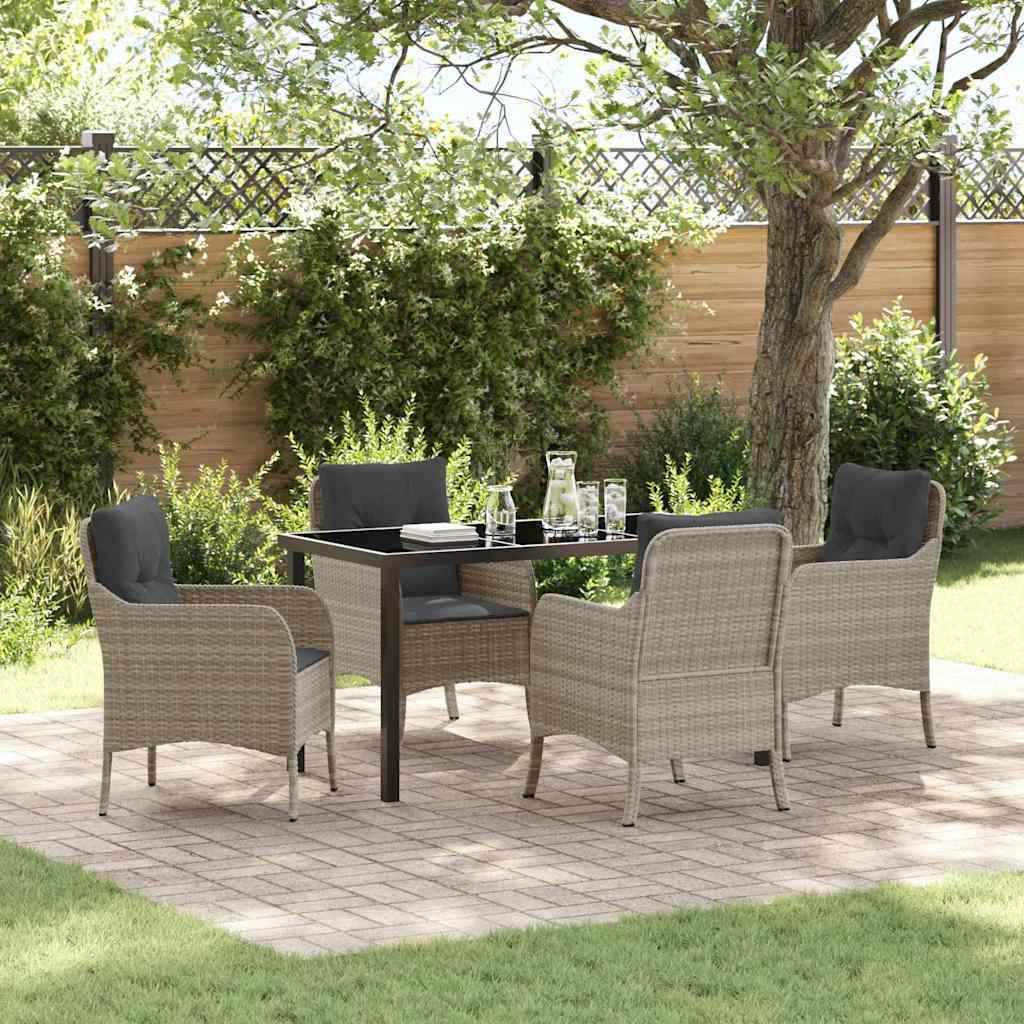 vidaXL Tuin Eettafel Set met kussen 3 pcs Zwart poly rattan