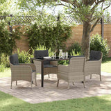 vidaXL Tuin Eettafel Set met kussen 3 pcs Zwart poly rattan