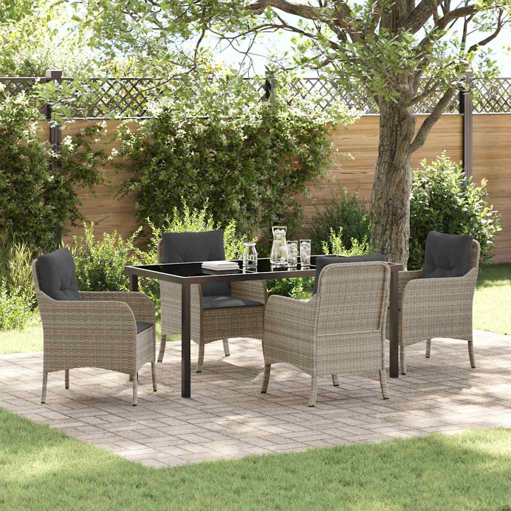 vidaXL Tuin Eettafel Set met kussen 3 pcs Zwart poly rattan