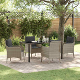 vidaXL Tuin Eettafel Set met kussen 3 pcs Zwart poly rattan