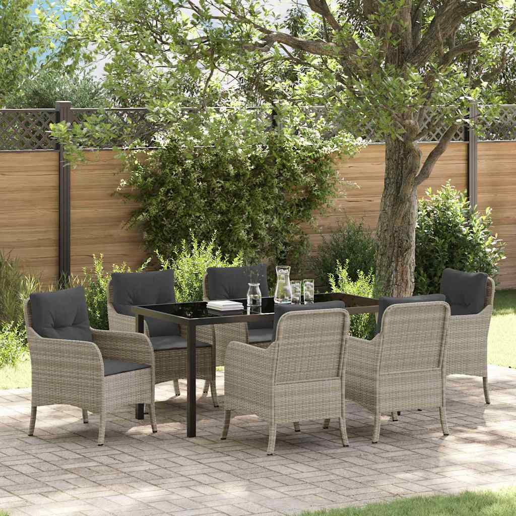 vidaXL Tuin Eettafel Set met kussen 3 pcs Zwart poly rattan
