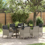 vidaXL Tuin Eettafel Set met kussen 3 pcs Zwart poly rattan