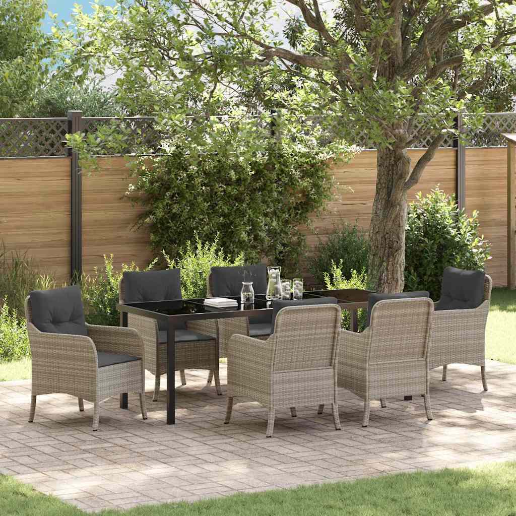vidaXL Tuin Eettafel Set met kussen 3 pcs Zwart poly rattan