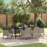 vidaXL Tuin Eettafel Set met kussen 3 pcs Zwart poly rattan