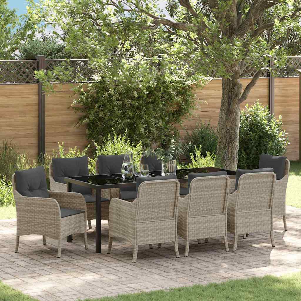 vidaXL Tuin Eettafel Set met kussen 3 pcs Zwart poly rattan